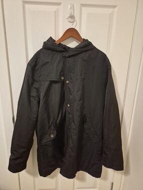 London Fog Black Hooded Raincoat